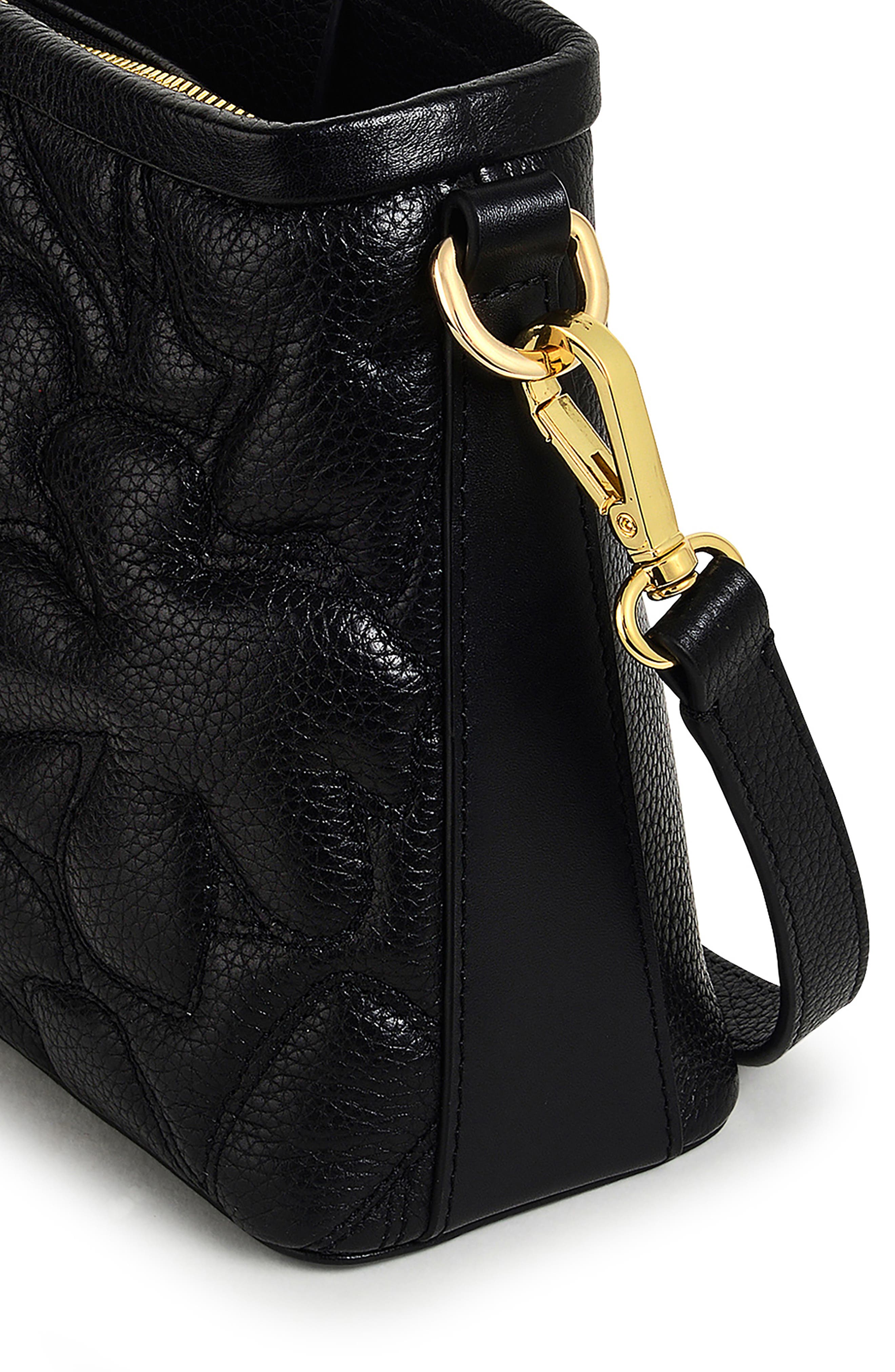 Radley Floral Street Raised Leather Shoulder Bag, Alternate, color, Black