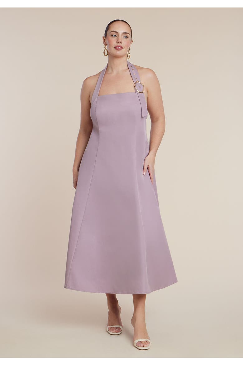 Buckle Neckline Maxi Dress, Alternate, color, ELDERBERRY