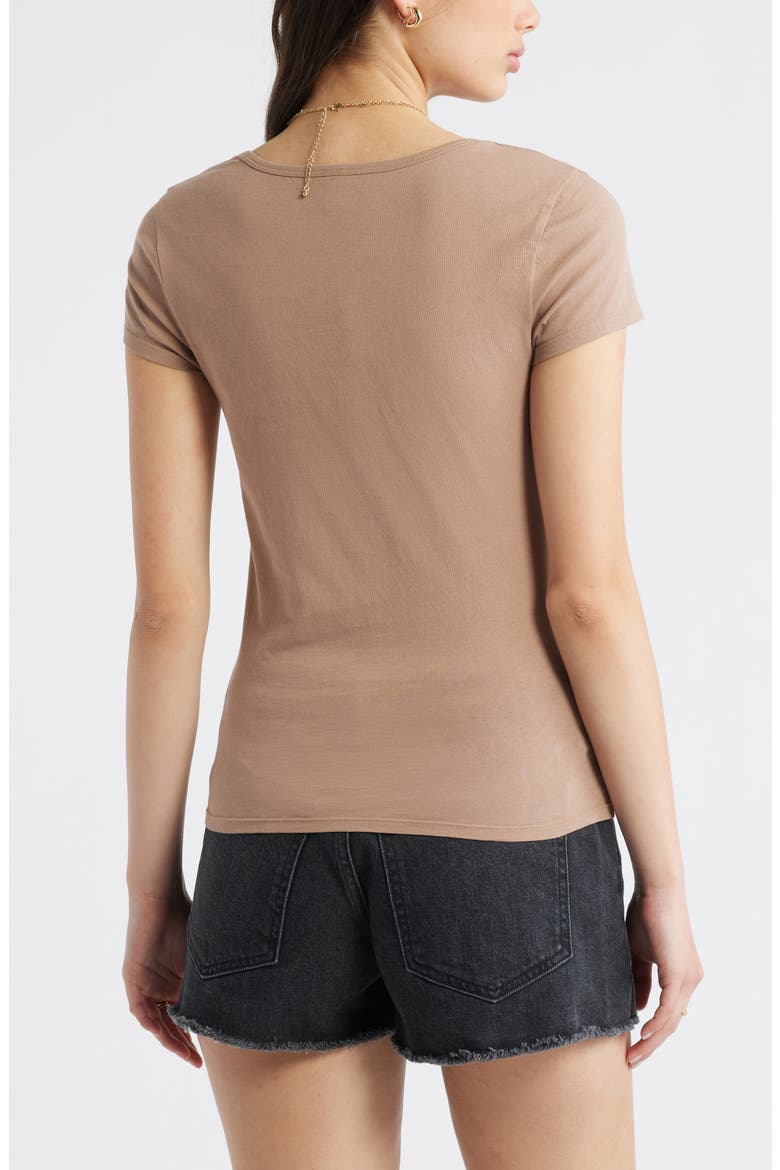 Ruched Front Cotton T-Shirt, Alternate, color, BROWN FRESCO
