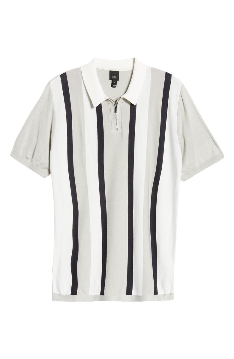 River Island Men's Vertical Stripe Zip Polo, Alternate, color, 