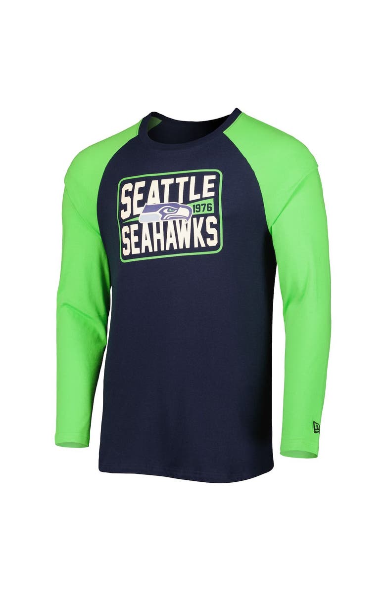 New Era Men's New Era College Navy Seattle Seahawks Current Raglan Long Sleeve T-Shirt, Alternate, color, Navy