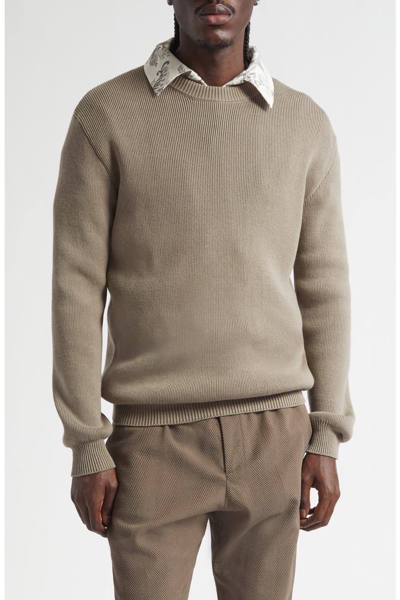 Journey Regular Fit Embroidered Rib Sweater, Main, color, LIGHT TAUPE