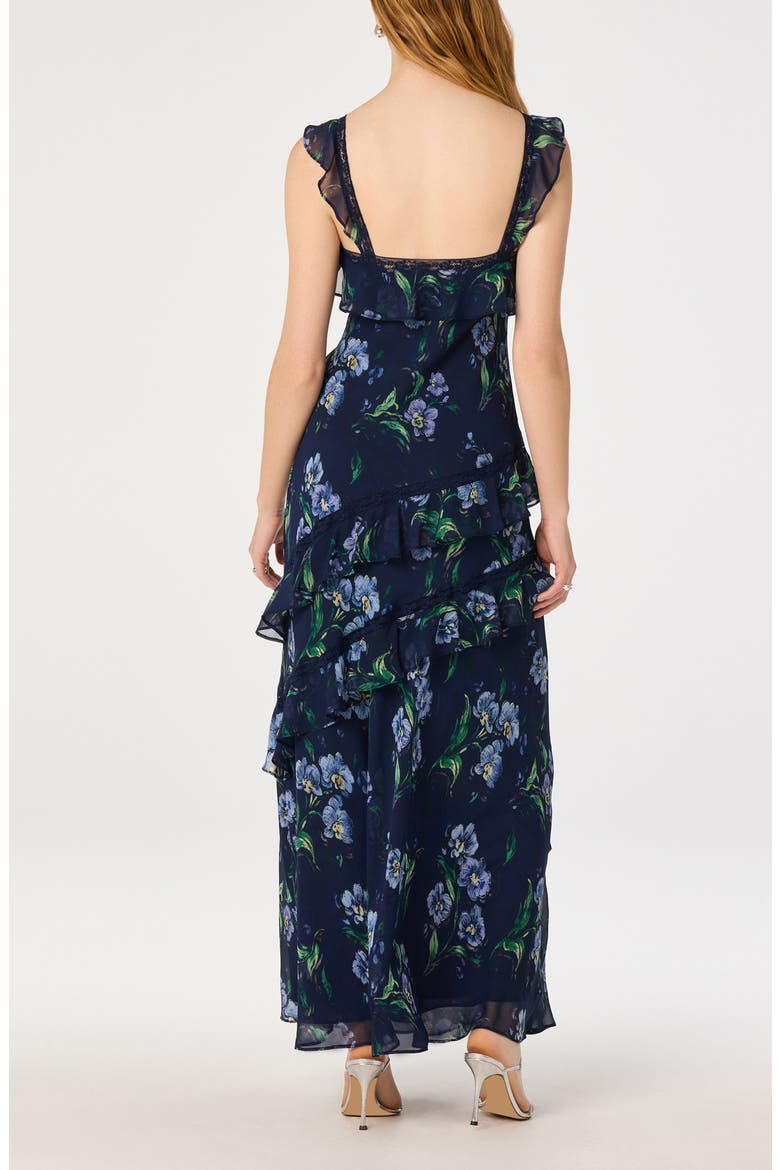 Megan Ruffled Maxi Dress, Alternate, color, NAVY FLORAL