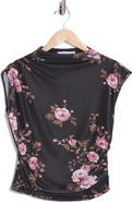 Ellen Tracy Shirred Mesh Mock Neck Top