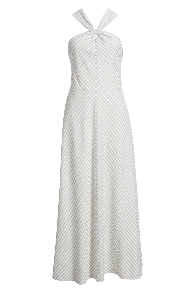 Knot Halter Stripe Midi Dress, Alternate, color, NEW IVORY