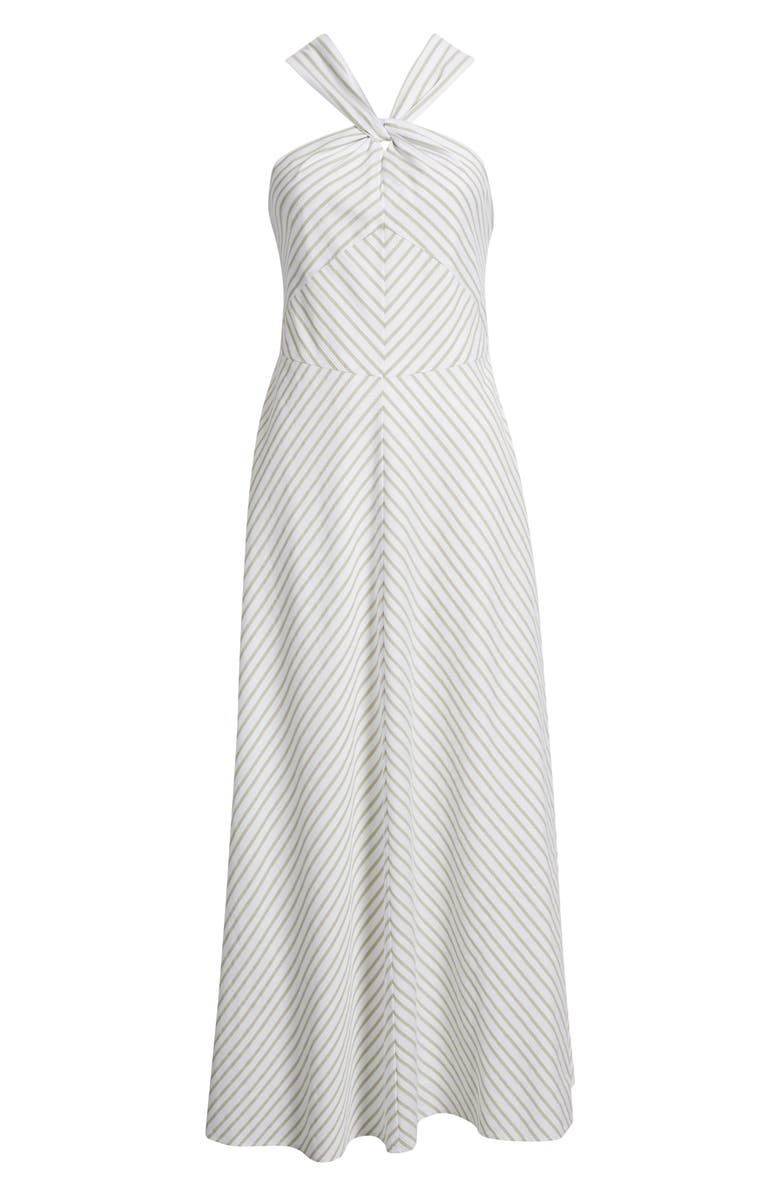 Parker Knot Halter Stripe Midi Dress, Alternate, color, New Ivory