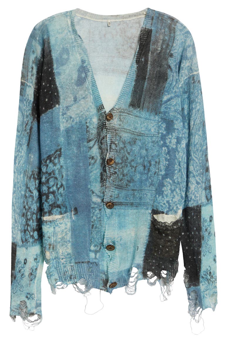 Paisley Ripped Linen Sweater, Alternate, color, BLUE MULTI BANDANA
