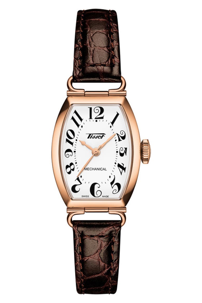 Porto Croc Embossed Leather Strap Watch, 22mm, Main, color, WHITE