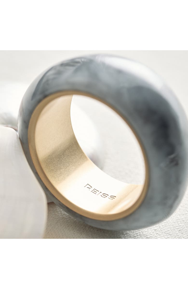 Reiss Ciara Curve Marble Bangle, Alternate, color, Gold Tone/ Grey Marble