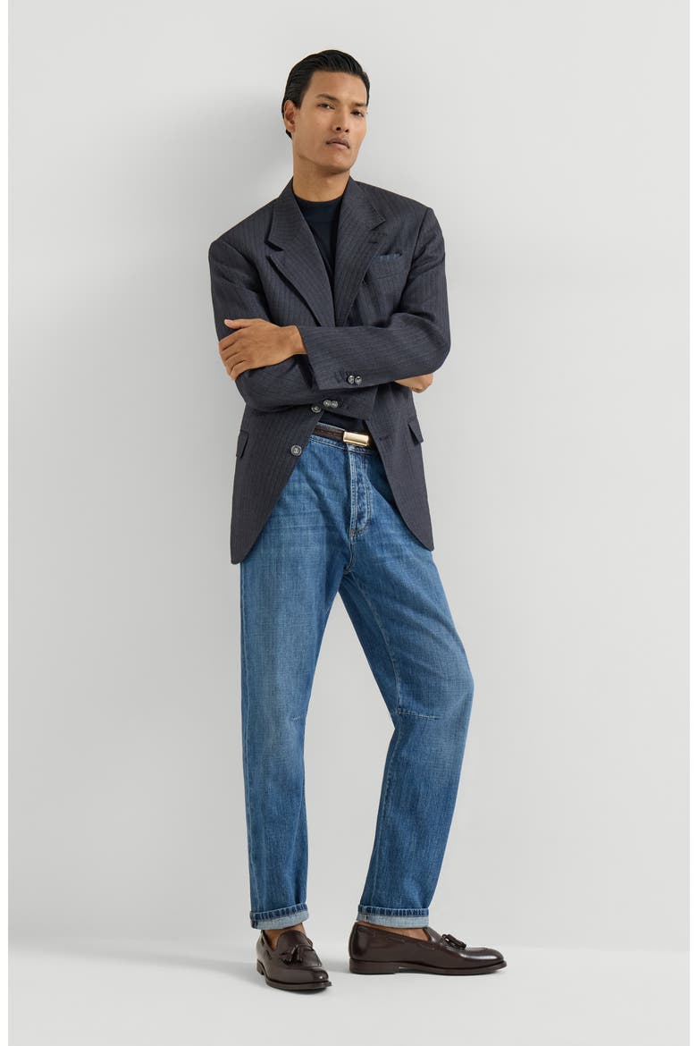 Lightweight denim five-pocket trousers, Alternate, color, Medium Denim