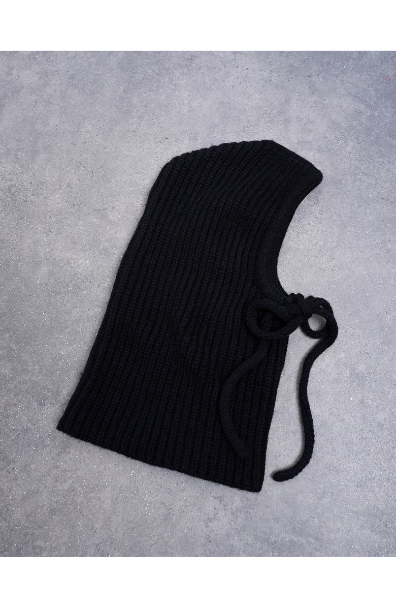 Topshop Hero Rib Balaclava, Alternate, color, Black