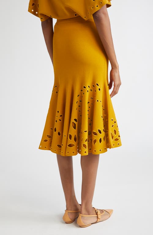 Ulla Johnson Fiorella Eyelet Detail Knit Skirt In Yellow