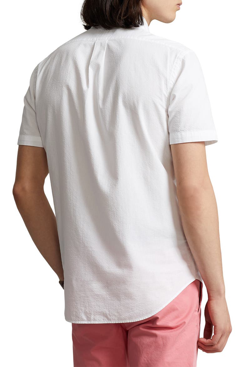 Classic Fit Cotton Seersucker Button-Down Shirt, Alternate, color, WHITE