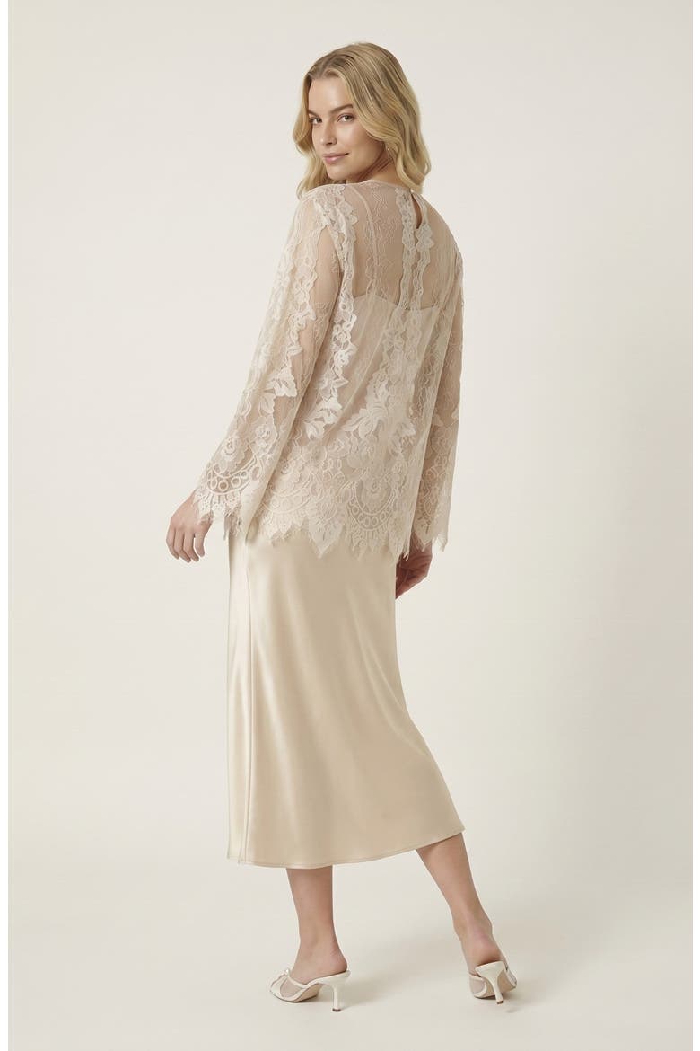 Lace Floral Long Sleeve Top, Alternate, color, Tan