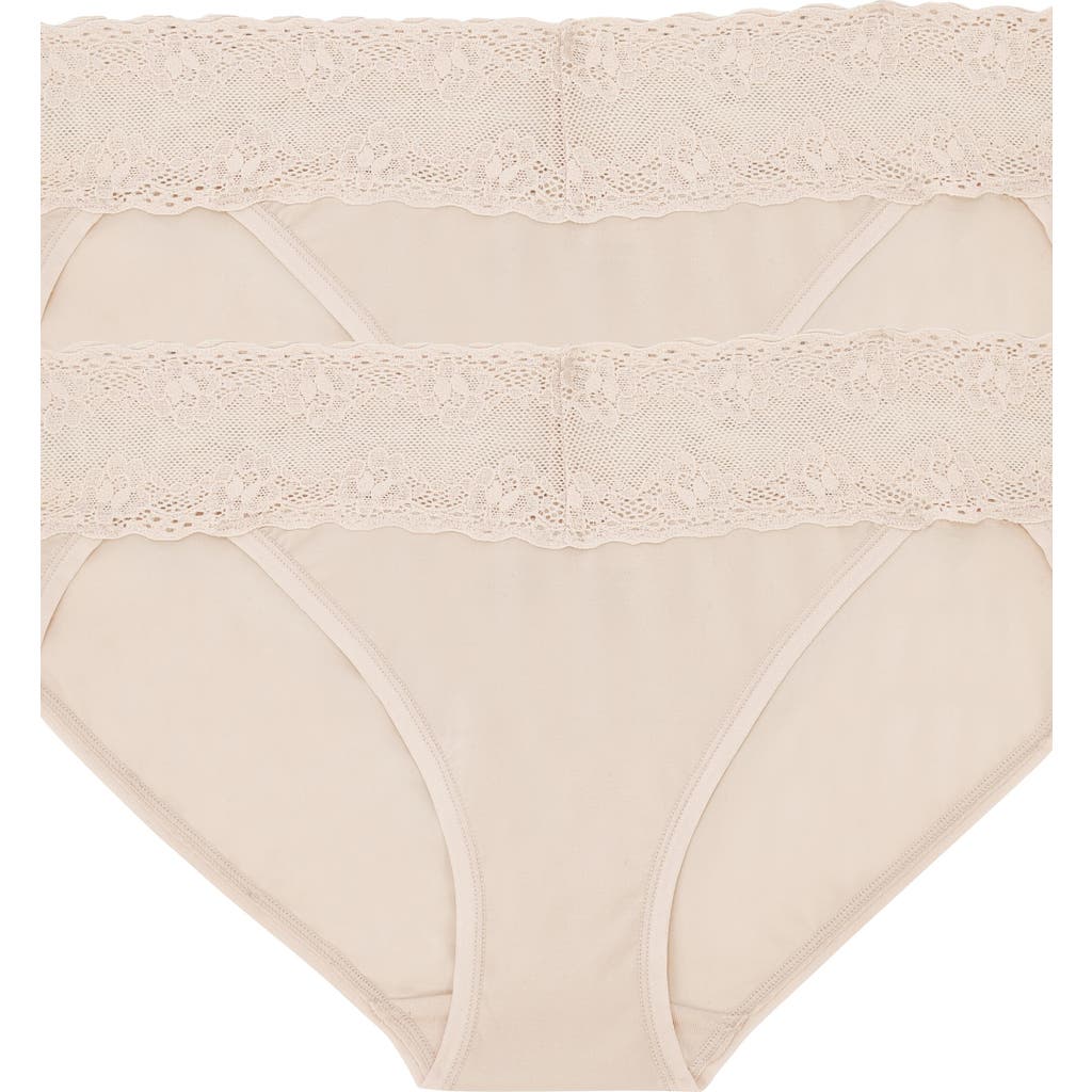 Natori Bliss Perfection Lace Trim One Size Bikini Brief 2-pack In Neutral