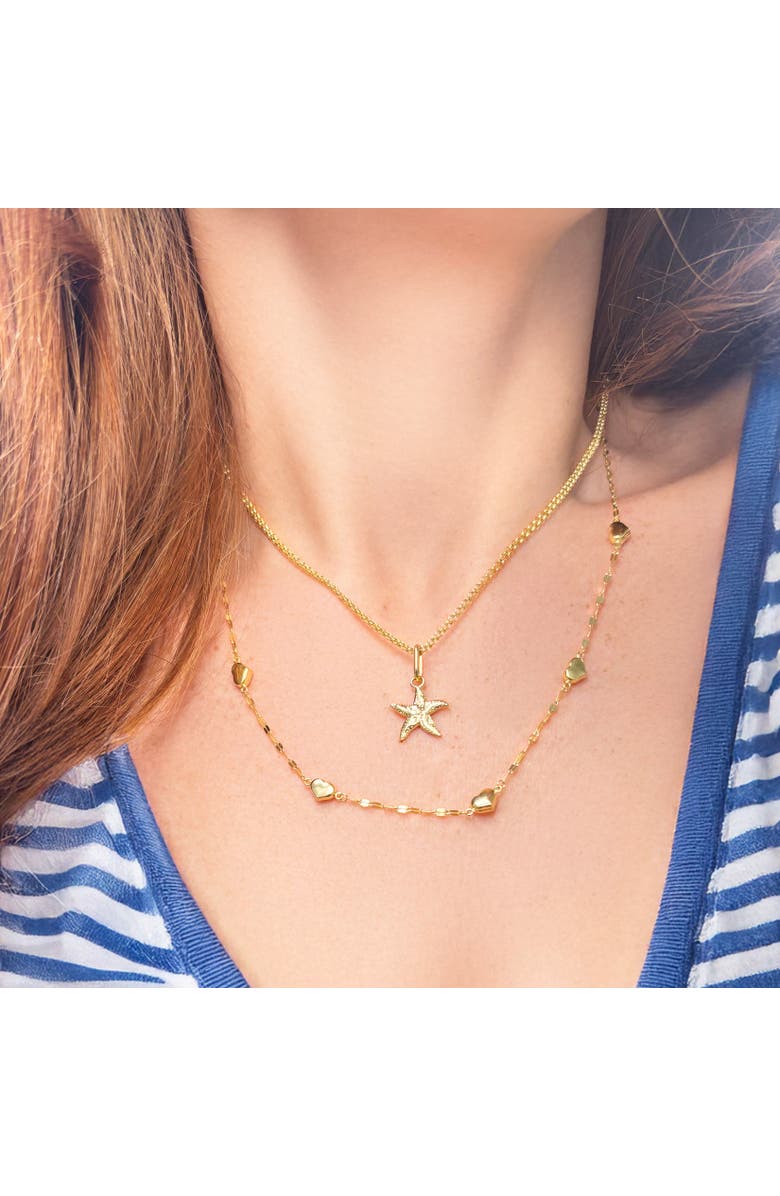 The Lovery Fine Jewelry Shimmer Heart Station Necklace, Alternate, color,