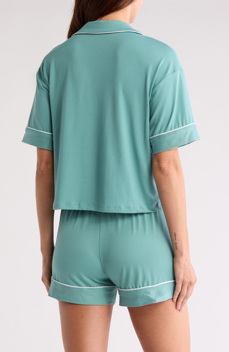 Tart Kine Short Sleeve Button-Up Shirt & Shorts Pajamas, Alternate, color, Beryl Green