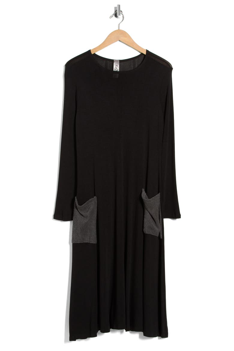Long Sleeve Flare Swing Dress, Main, color, GREY