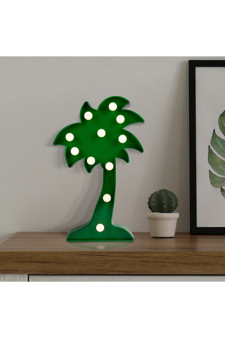 LED Lighted Palm Tree Marquee Wall Art - 10" - Green, Alternate, color, Green