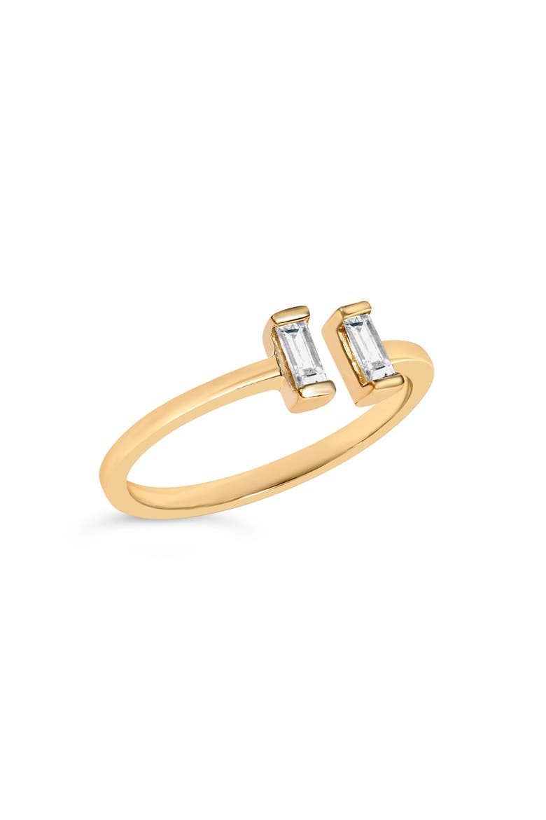 14K Yellow Gold Plated Sterling Silver 1/5 Ctw Baguette Diamond Open Band Ring, Alternate, color, Yellow Gold over Silver