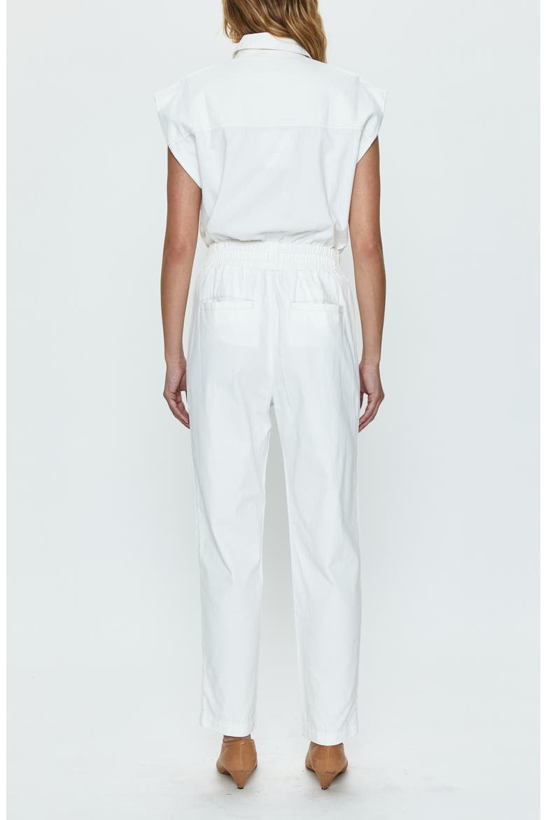 Rosie Padded Shoulder Cotton Jumpsuit, Alternate, color, PORCELAIN