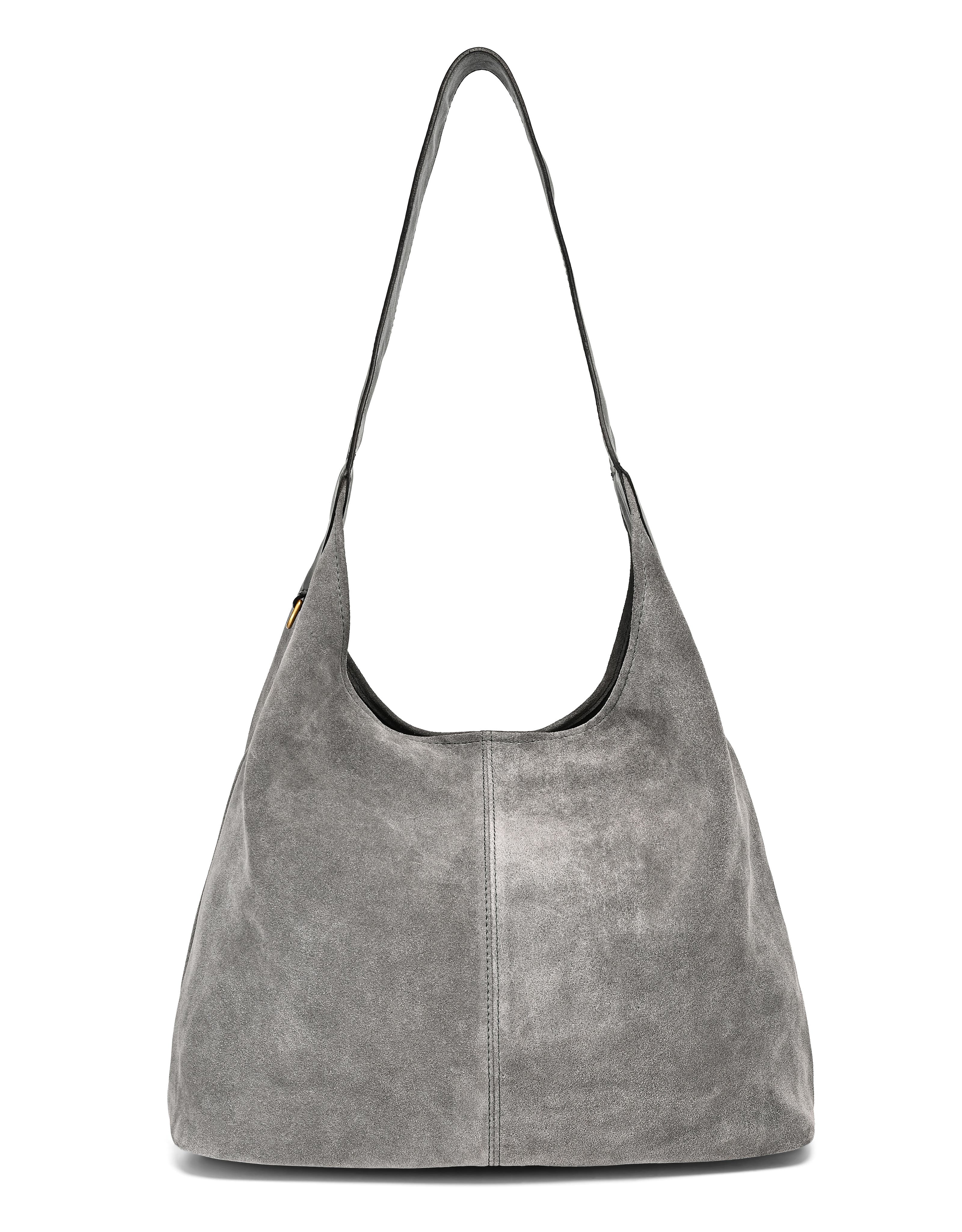 OLD TREND Hydrangea Genuine Leather Suede Classic Hobo Bag, Alternate, color, Grey