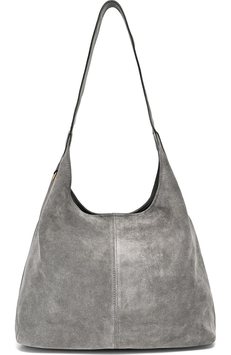 OLD TREND Hydrangea Genuine Leather Suede Classic Hobo Bag, Alternate, color, Grey