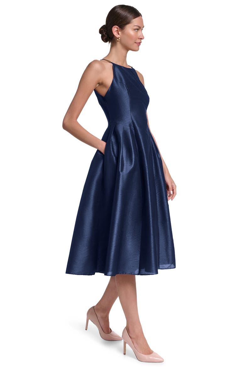 Spaghetti Strap Fit & Flare Midi Dress, Alternate, color, Navy