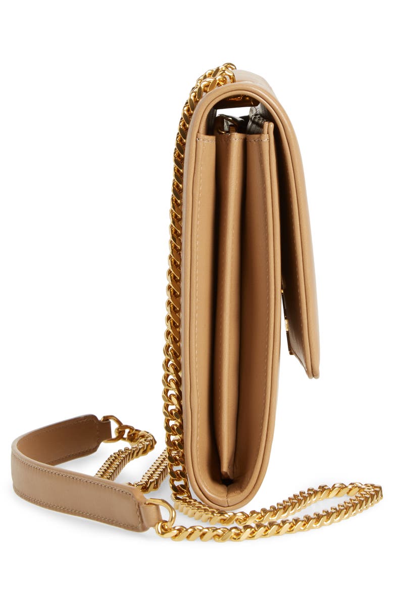 Saint Laurent Small Vicky Leather Wallet on a Chain, Alternate, color,