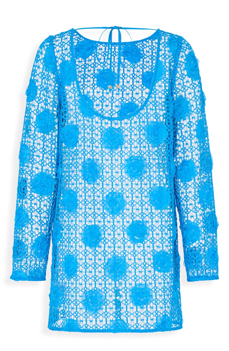 Milly 3D Knit Mesh Cover-Up Dress, Alternate, color, Blue