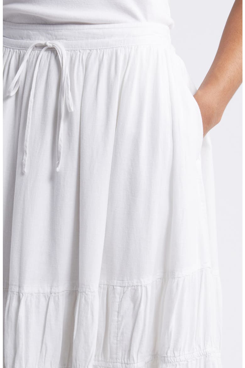 Tiered Linen Blend Midi Skirt, Alternate, color, WHITE