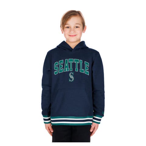 Youth New Era Navy Seattle Mariners Knit Trim Pullover Hoodie