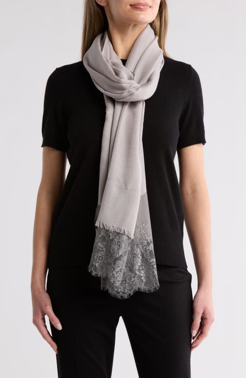 Wool Silk Blend Lace Scarf