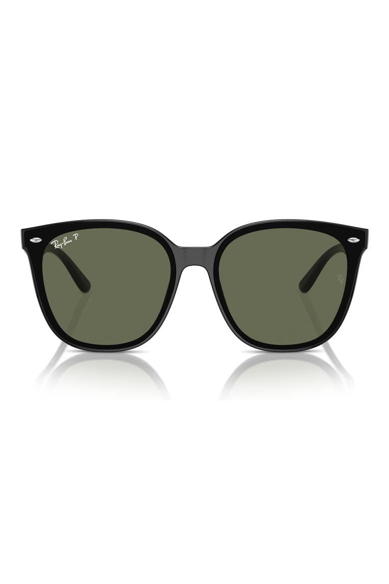 66mm Polarized Oversize Irregular Sunglasses, Alternate, color, BLACK