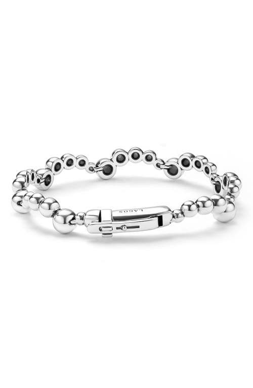 Lagos Sterling Silver Caviar Bubbly Beaded Scallop Bracelet In Metallic