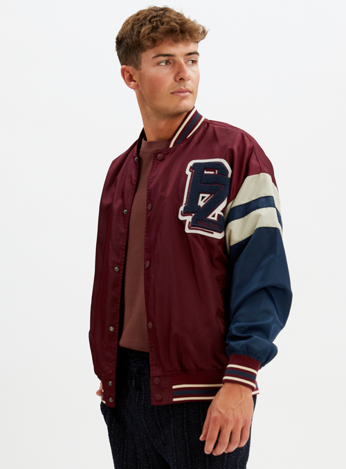Point Zero Unisex Limited Edition Varsity Jacket In Cabernet
