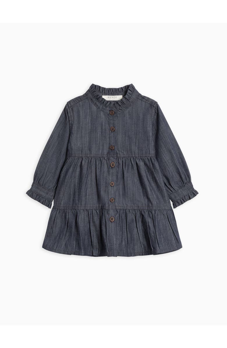 Kendi Tula Chambray Ruffle Shirt Dress, Main, color, Chambray
