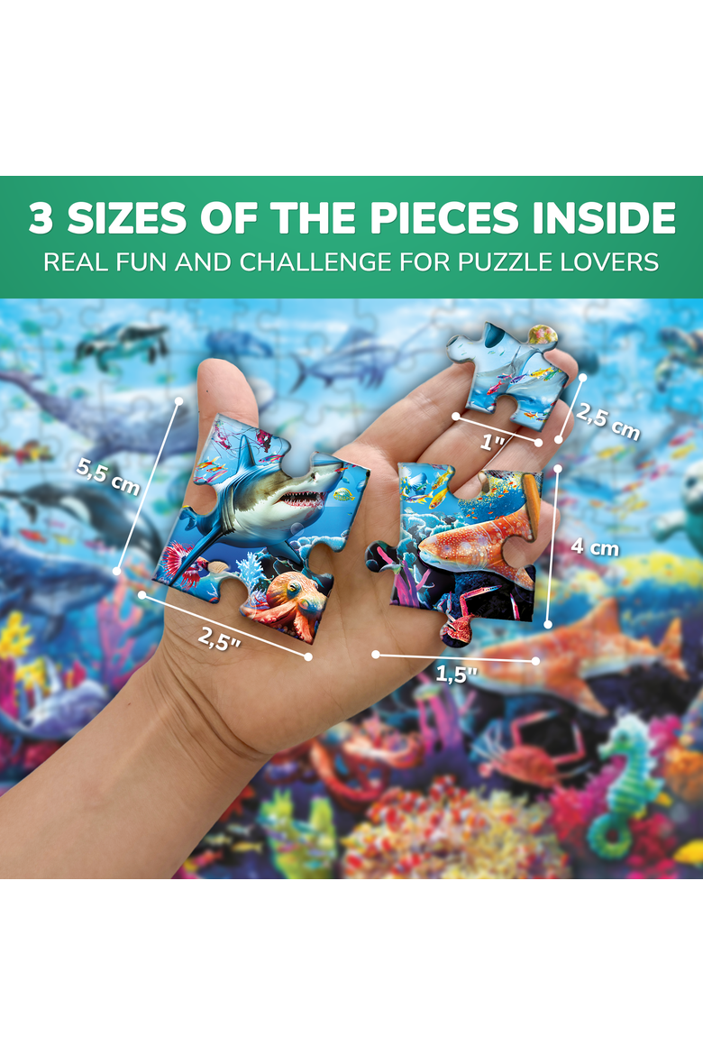 Kids Jigsaw Puzzle Set - Illustrated 100-Piece Puzzles with Educational Themes, Alternate, color, Ocean