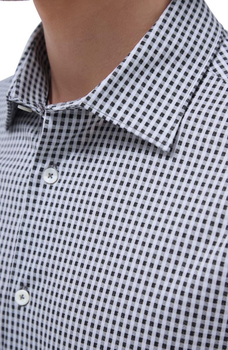 Bugatchi Miles OoohCotton<sup>®</sup> Gingham Short Sleeve Button-Up Shirt, Alternate, color, Black