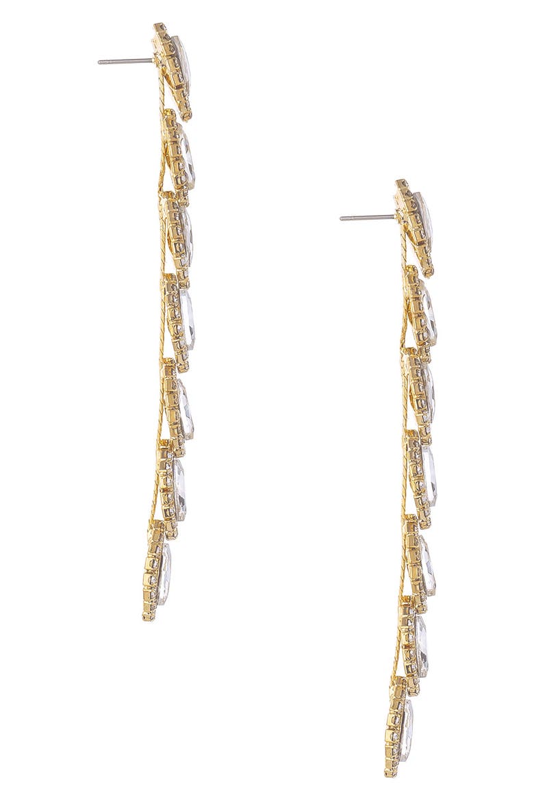 Crystal Droplet Linear Drop Earrings, Alternate, color, GOLD