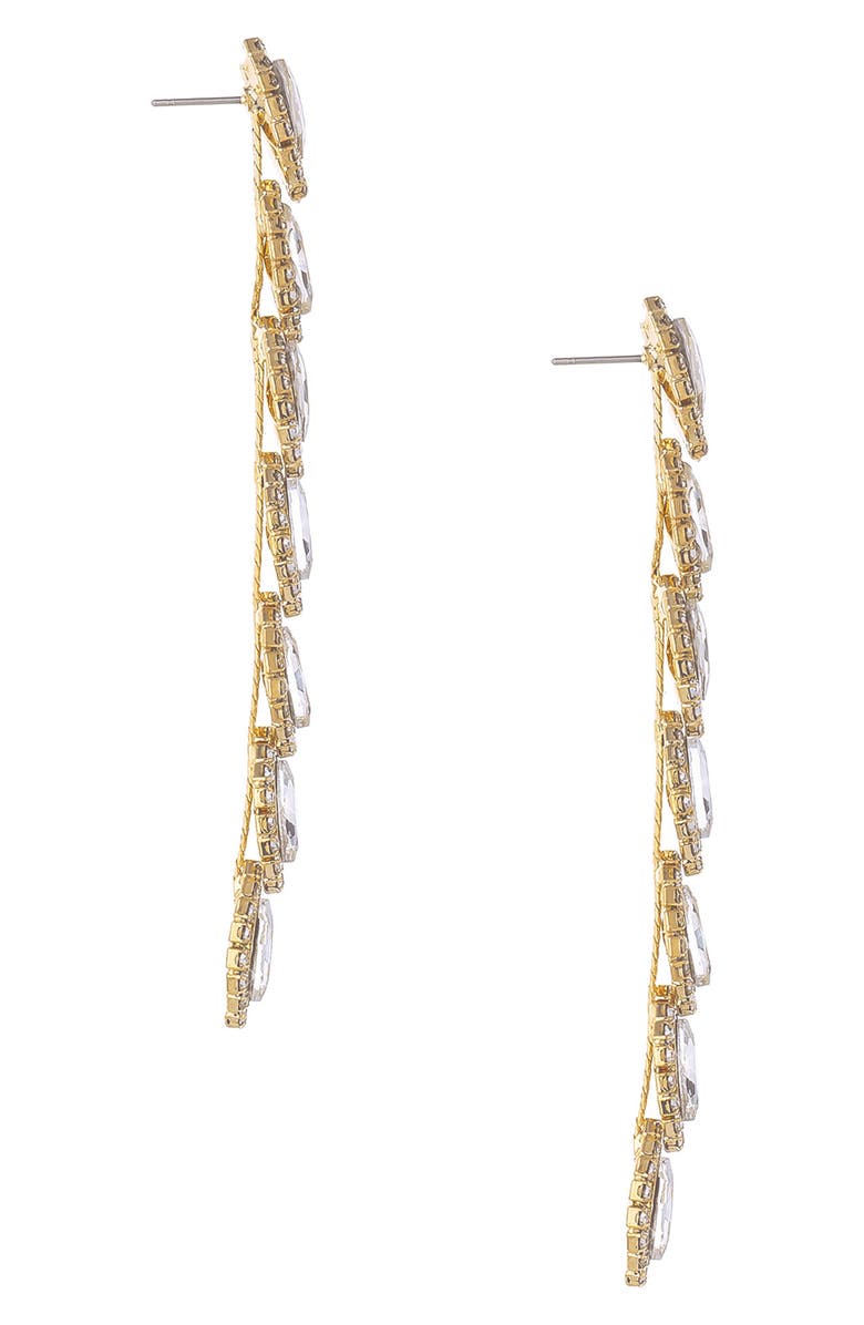 Ettika Crystal Droplet Linear Drop Earrings, Alternate, color, Gold