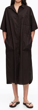Bimba y Lola Cotton Embroidered Shirt Dress
