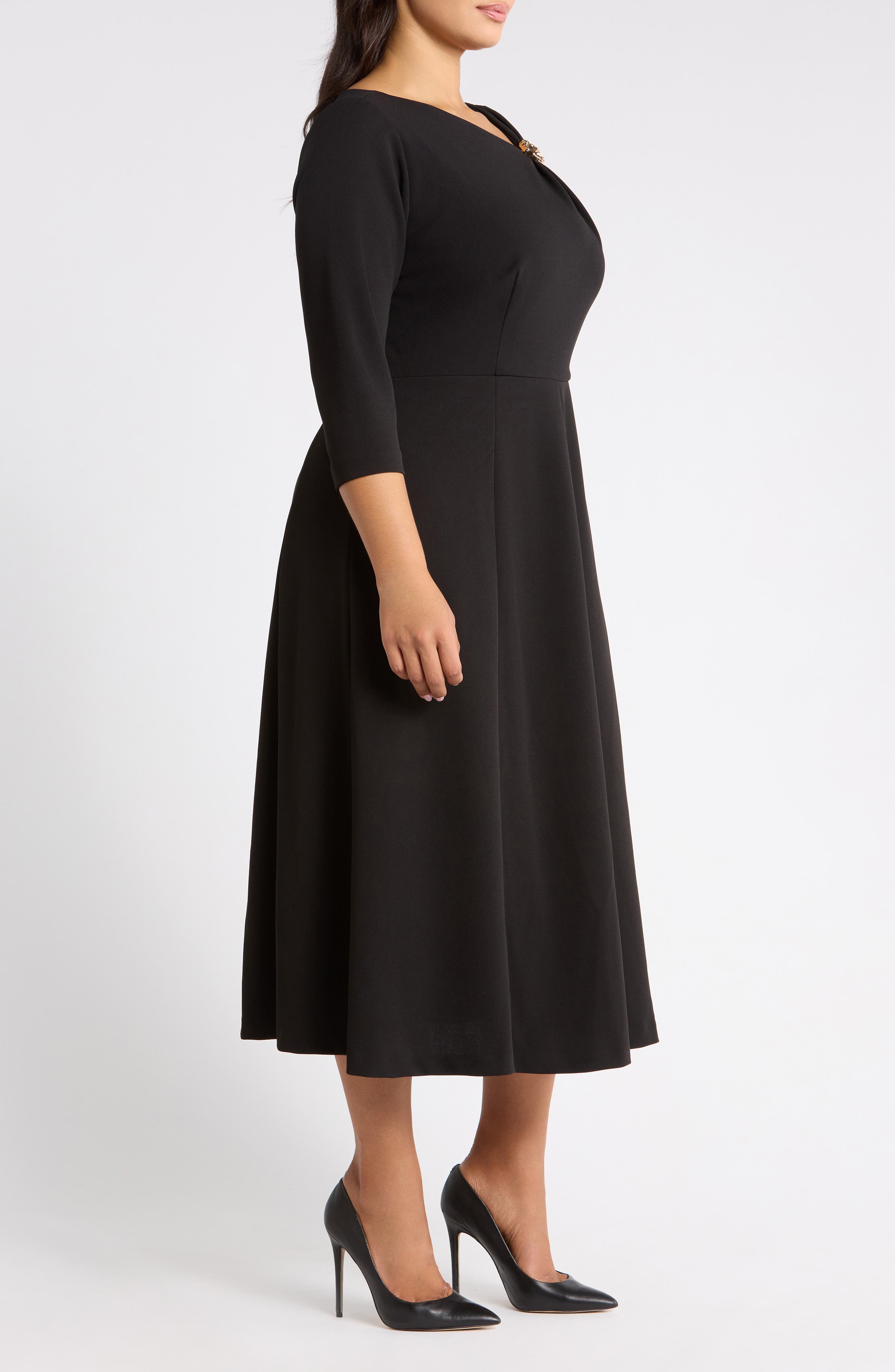 Anne Klein Shoulder Pin A-Line Midi Dress (Women) | Nordstrom