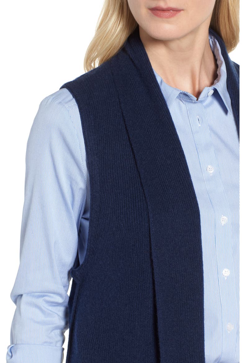 Ribbed Cashmere Vest, Alternate, color, NAVY NIGHT
