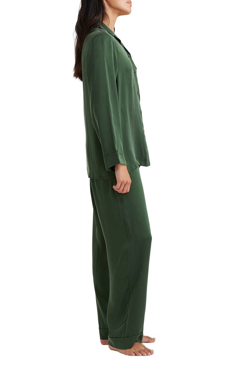 Audrey Mulberry Silk Pajamas, Alternate, color, FOREST GREEN