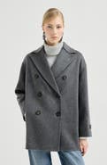 Brunello Cucinelli Cashmere double beaver cloth pea coat