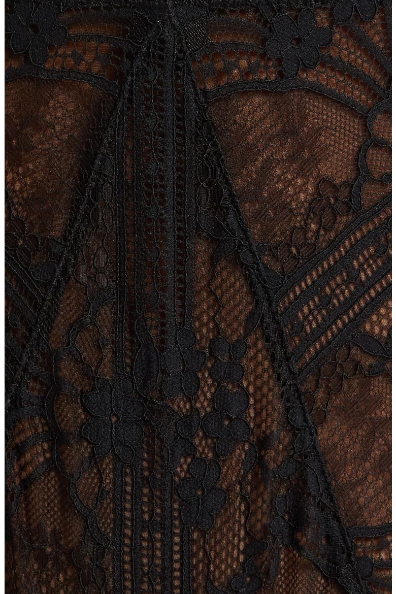 La Chamade Cutout Lace Teddy, Alternate, color, BLACK
