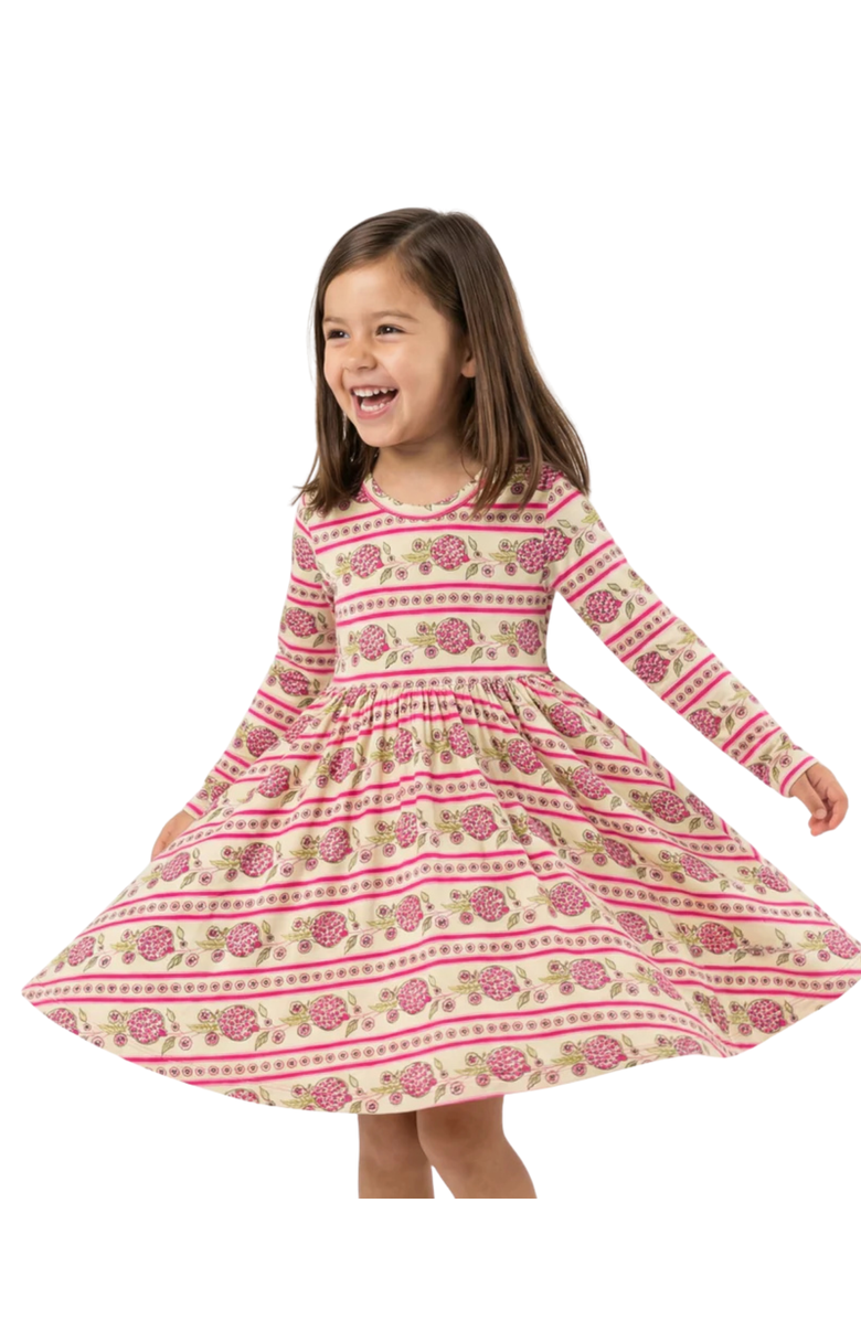 Motette Long Sleeve Twirl Dress, Main, color, Pomegranate Soiree
