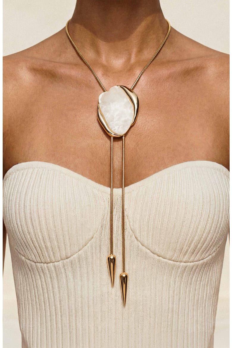Stone Statement Bolo Necklace, Alternate, color, BONE