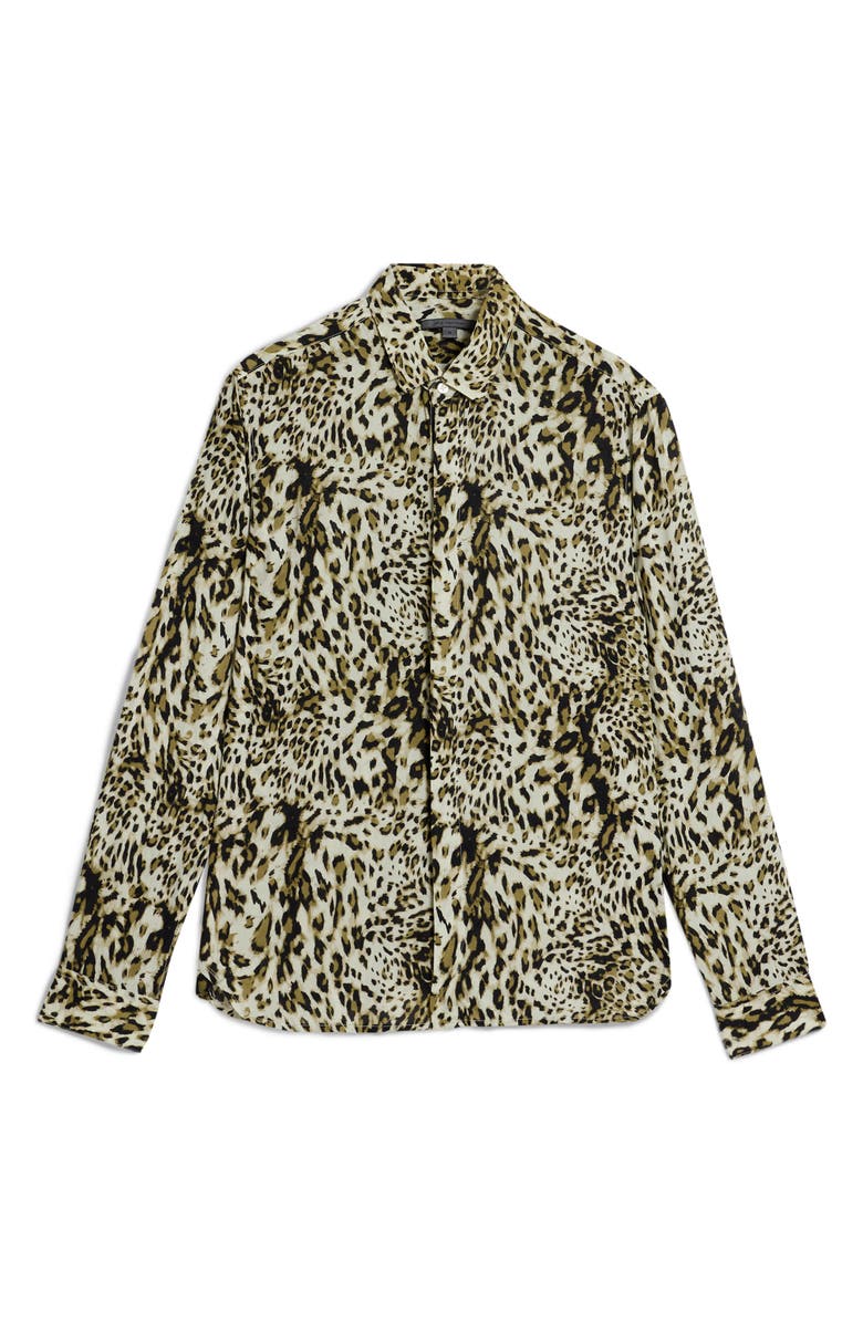 John Varvatos Rodney Leopard Print Button-Up Shirt, Alternate, color,